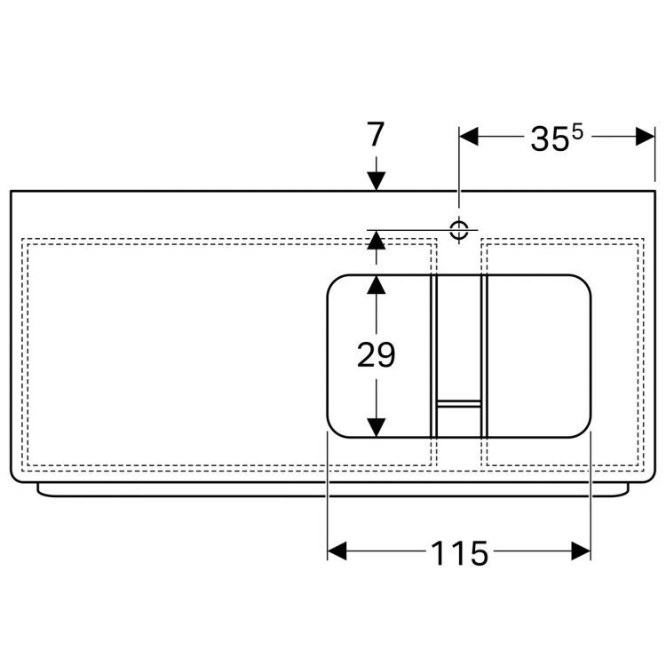 Тумба под раковину Geberit myDay, отверстие справа, 115x52, какао с молоком [824161000]