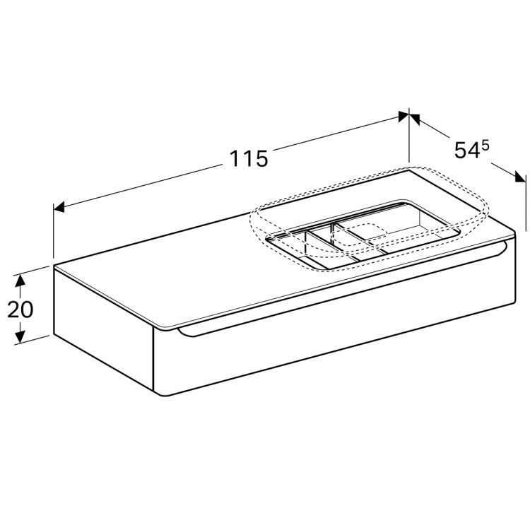 Тумба под раковину Geberit myDay, отверстие справа, 115x52, какао с молоком [824161000]