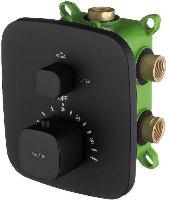 Смеситель для душа Swedbe Platta 9032B с термостатом Черный матовый