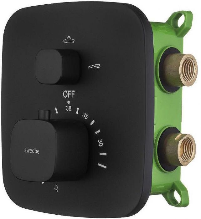 Смеситель для душа Swedbe Platta 9032B с термостатом Черный матовый