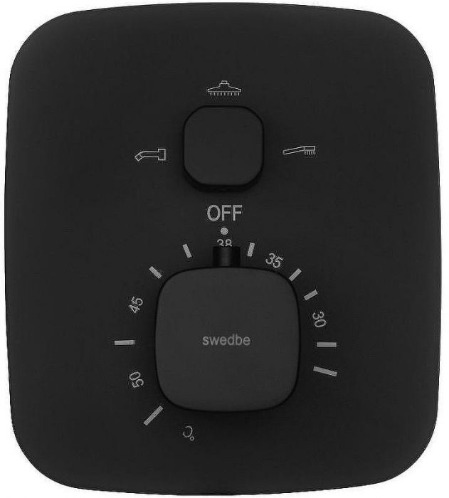 Смеситель для душа Swedbe Platta 9032B с термостатом Черный матовый