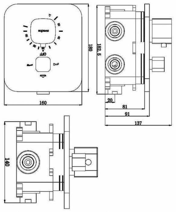 Смеситель для душа Swedbe Platta 9032B с термостатом Черный матовый