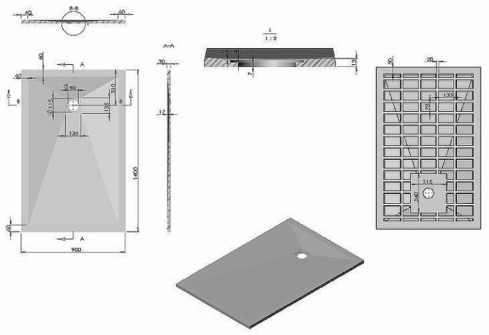 Душевой поддон из искусственного камня Vincea 140x90 VST-4SR9014W+Vsph-D132 Белый матовый