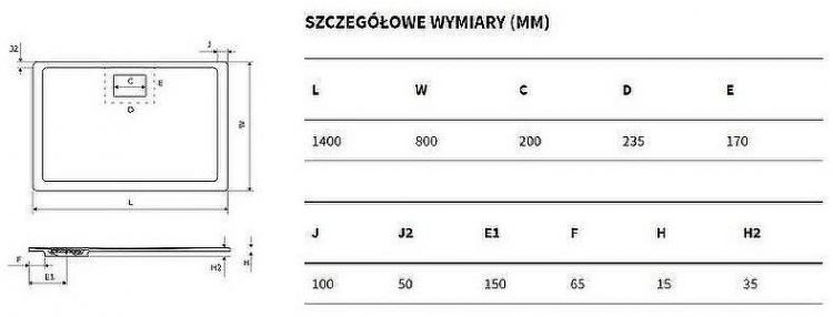 Душевой поддон из искусственного камня Excellent Lavano 140x80 BREX.1103.140.080.BLN Черный