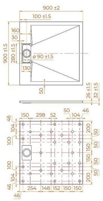 Душевой поддон из стеклопластика RGW TUS-W 90x90 55370199-01 Белый