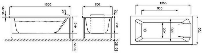 Акриловая ванна Jacob Delafon Sofa 150x70 E6D300RU-00 без гидромассажа