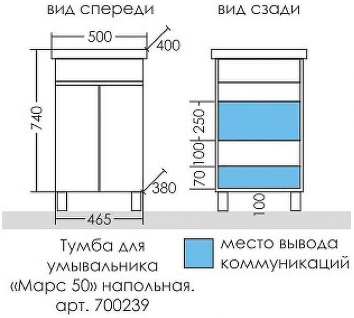 Тумба под раковину СанТа Марс 50 700239 Белая