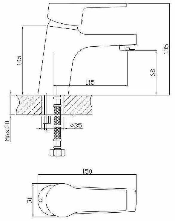 Смеситель для раковины Viko V-6701 Хром Смеситель для раковины Viko V-6701 Хром