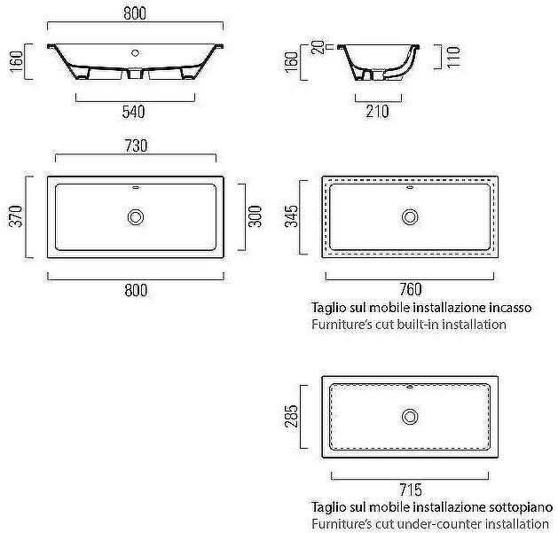 Раковина GSI Kube X 80 895411 Белая