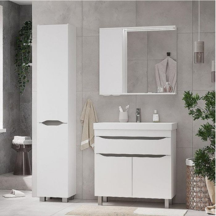 Зеркало со шкафом Volna Lake 80 L zsLAKE80.L-01 с подсветкой Белое