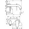 Hansgrohe Vernis Blend Смеситель для раковины, настенный, излив 204 мм, внешняя часть, цвет: хром