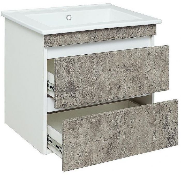 Тумба под раковину Runo Манхэттен 65 00-00001018 Серый бетон Белая