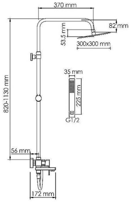 Душевая система WasserKRAFT A177.118.103.087.CH Хром