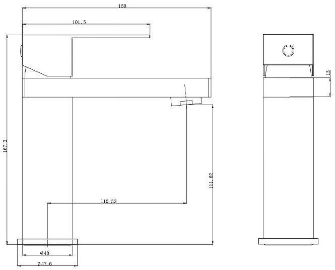Смеситель для раковины Wonzon & Woghand WW-A40982-MB цвет Черный матовый
