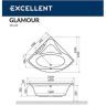 Акриловая ванна Excellent Glamour 150x150 WAEX.GLA15.RELAX.BR с гидромассажем