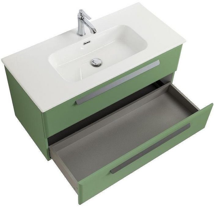 Тумба под раковину Cezares Eco-Cer-N 100 ECO-CER-N-1000-2C-SO-PS-P подвесная Фисташковый Софт без ручек