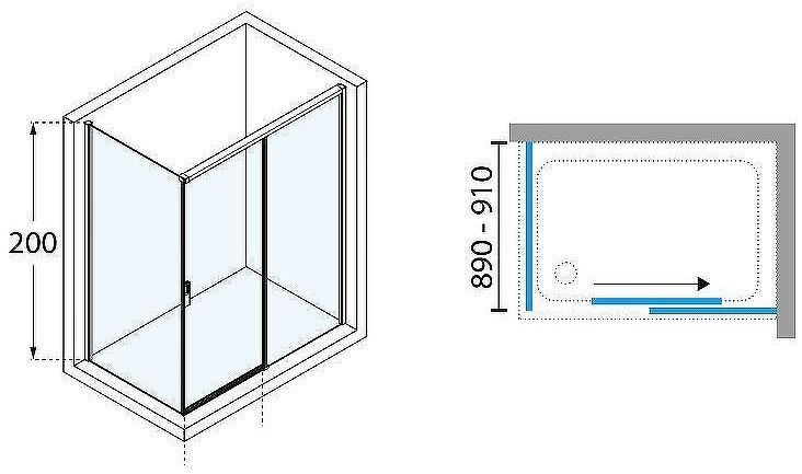 Душевая дверь Novellini Opera 120 R OPEPH119D-1K профиль Хром стекло прозрачное