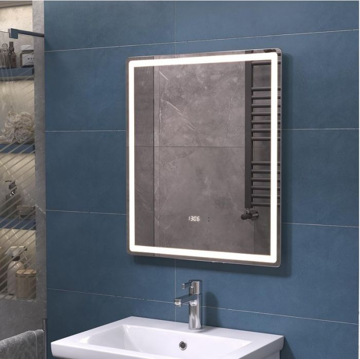 Зеркало Vigo Geometry Luxe 60 208 с подсветкой с бесконтактным выключателем с диммером с подогревом и часами