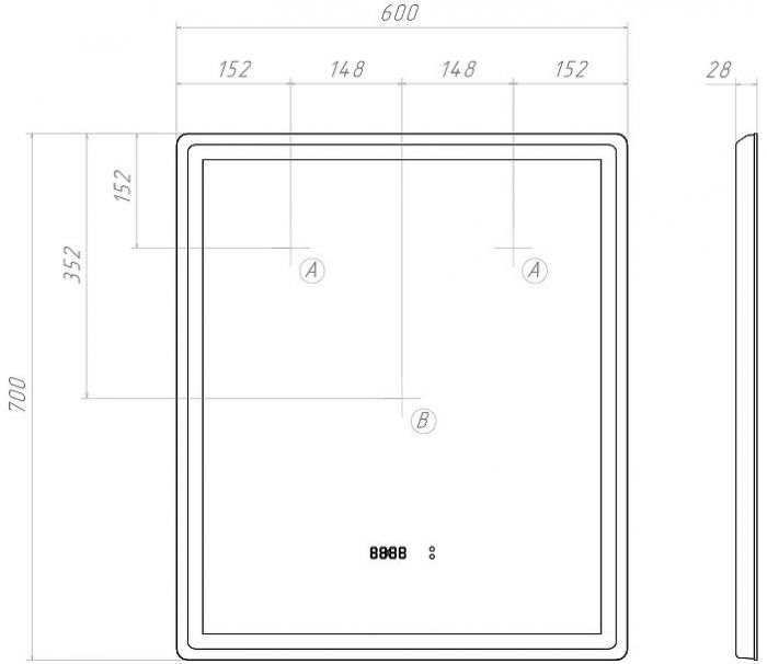 Зеркало Vigo Geometry Luxe 60 208 с подсветкой с бесконтактным выключателем с диммером с подогревом и часами