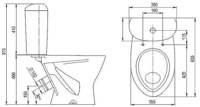 Унитаз компакт Santeri Версия 1.P401.5.S01.00B.F с бачком и сиденьем