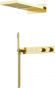 Душевой комплект с термостатом SANCOS Linn, с внутренней частью, брашированное золото, PVD покрытие, SC9023BG