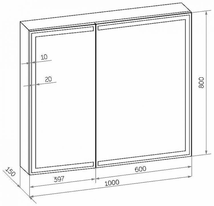 Зеркальный шкаф Континент Mirror Box black Led 100 МВК051 с подсветкой Черный
