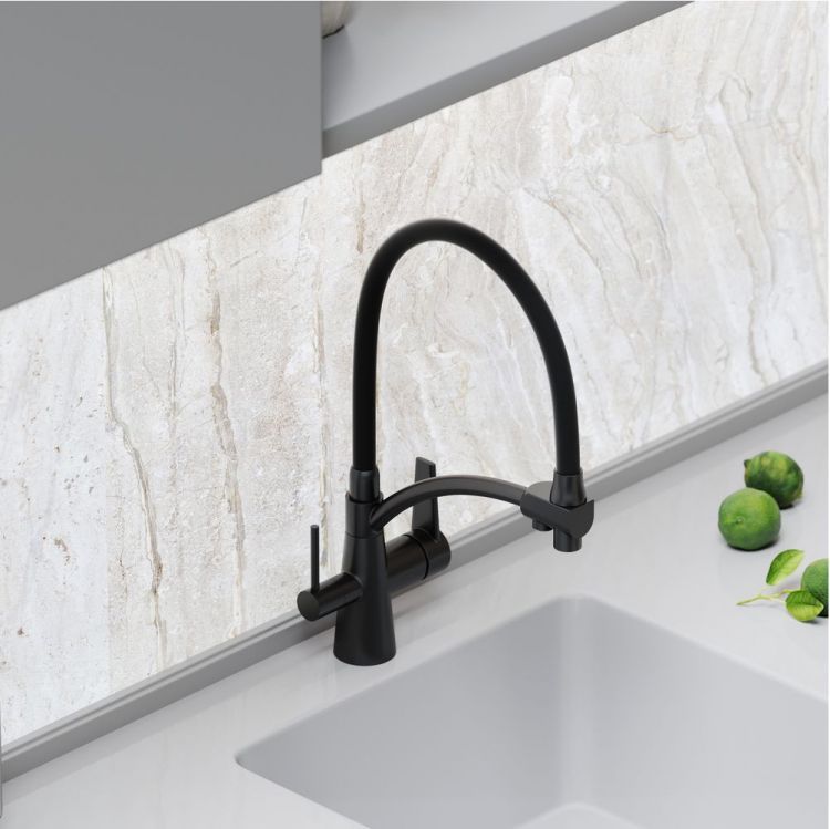 Смеситель для кухни Sancos Eri с гибким изливом, цвет матовый черный/черный, SC4001MB