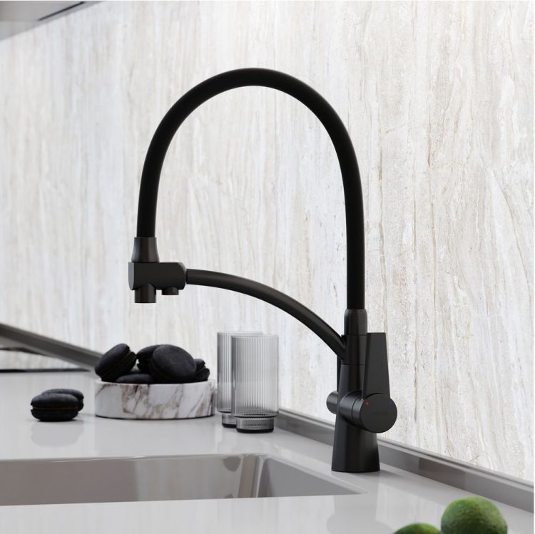 Смеситель для кухни Sancos Eri с гибким изливом, цвет матовый черный/черный, SC4001MB