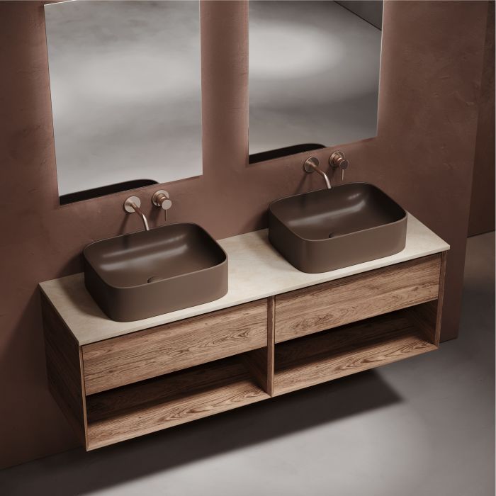 Столешница для ванной комнаты SANCOS из керамогранита SANCOS Kreman 1600х460 без отверстия под смеситель,TT160A2