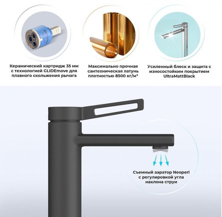 Смеситель для раковины Wellsee ONCE! and forever 182407000 цвет Черный матовый