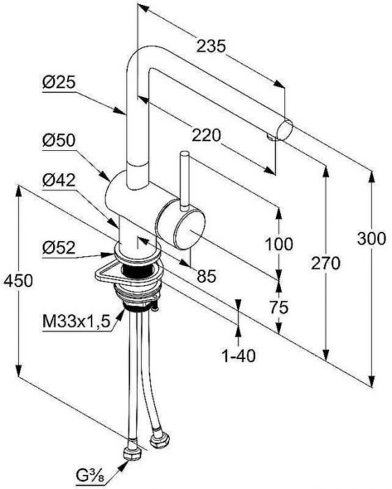 Смеситель для кухни Kludi L Steel 45803F877 Сталь