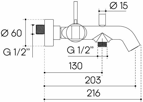 Смеситель для ванны AQUEDUTO CANO,  шлифованное золото (CAN0650)