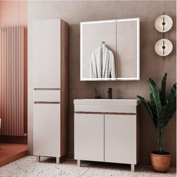 Тумба под раковину Volna Conty 80.2D tnCNT80.2D-01 Белая Дуб снома