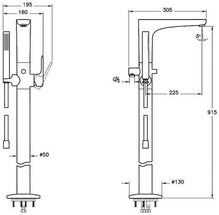 Смеситель для ванны Vitra Root Round A4274123EXP Золото