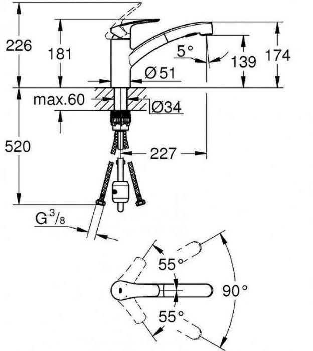 Смеситель для кухни Grohe Eurosmart 30305001 Хром