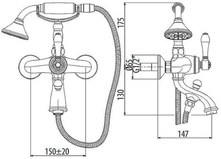 Смеситель для ванны Gattoni Orta 2700/27V0 OLD Бронза Смеситель для ванны Gattoni Orta 2700/27V0 OLD Бронза