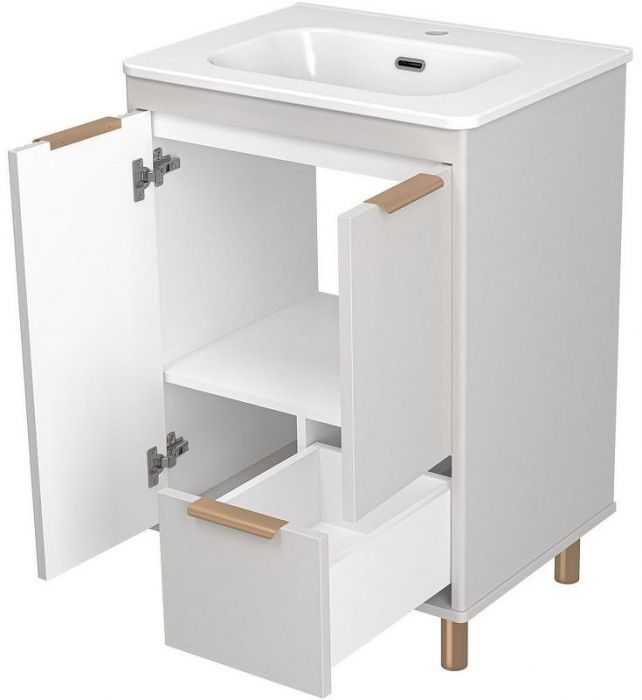 Тумба с раковиной Brevita Risacca Crema 60 УТ000025678 Серая матовая