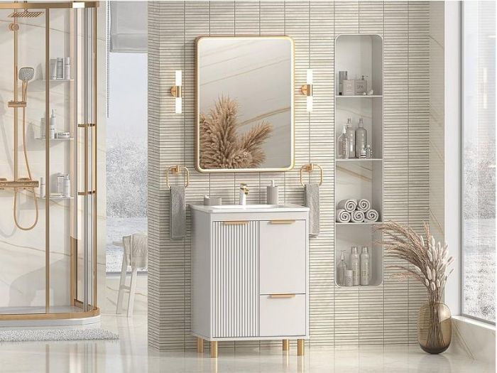 Тумба с раковиной Brevita Risacca Crema 60 УТ000025678 Серая матовая