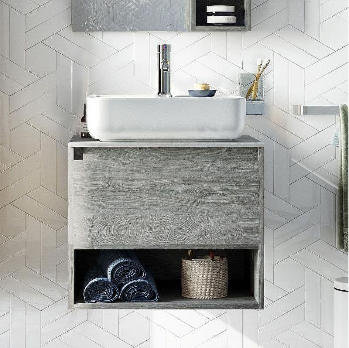 Комплект мебели для ванной STWORKI Карлстад 60 425133 подвесной Дуб рошелье