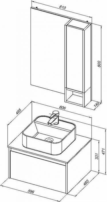 Комплект мебели для ванной STWORKI Карлстад 60 425133 подвесной Дуб рошелье