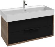 Тумба под раковину Jacob Delafon VIVIENNE, 100 см, 2 ящика, без ручек, дуб табак/черный сатин, EB1585-E52-S14