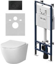 Комплект унитаза с инсталляцией AM.PM Like IS100138.801900 с сиденьем Микролифт и Черной матовой клавишей смыва