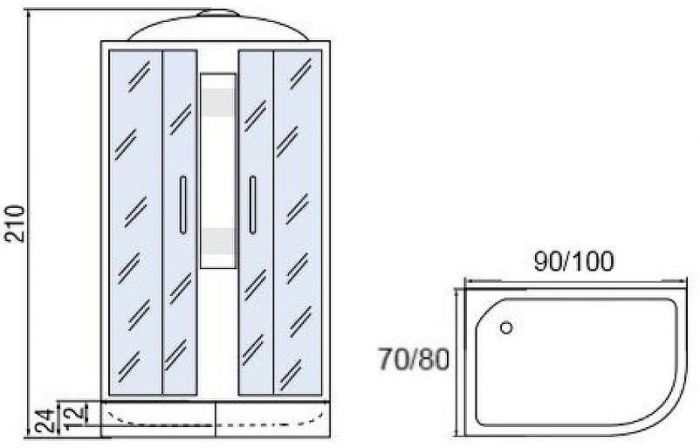 Душевая кабина Мономах 100x70x24 МЗ L 10000005819 без гидромассажа