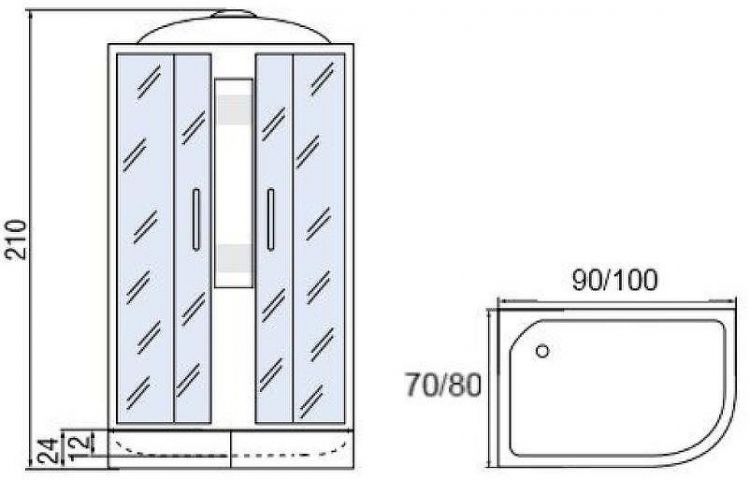 Душевая кабина Мономах 100x70x24 МЗ L 10000005819 без гидромассажа