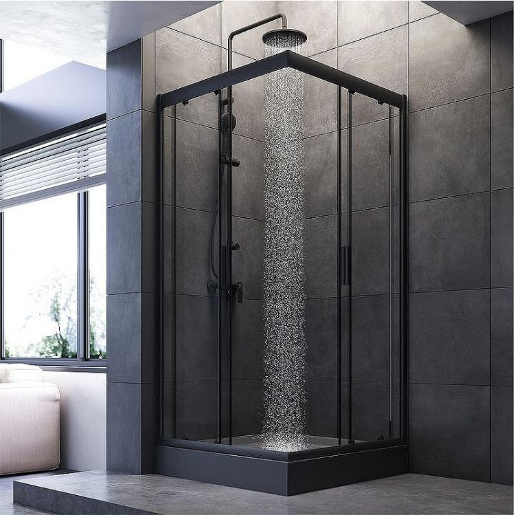 Душевой уголок AM.PM Gem 90х90 W90G-403-090BT профиль Черный матовый стекло прозрачное Душевой уголок AM.PM Gem 90х90 W90G-403-090BT профиль Черный матовый стекло прозрачное