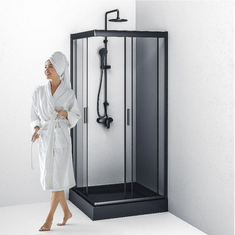 Душевой уголок AM.PM Gem 90х90 W90G-403-090BT профиль Черный матовый стекло прозрачное Душевой уголок AM.PM Gem 90х90 W90G-403-090BT профиль Черный матовый стекло прозрачное