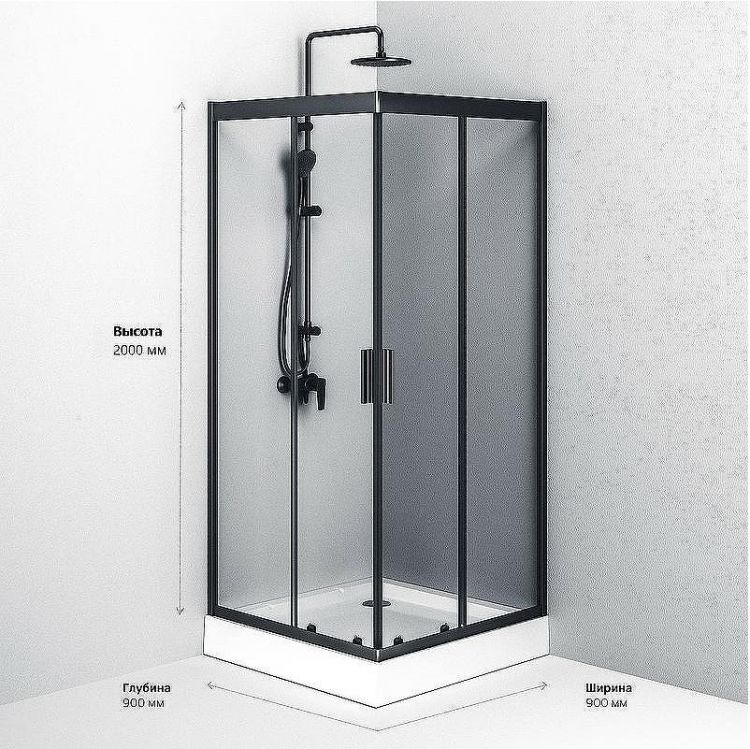 Душевой уголок AM.PM Gem 90х90 W90G-403-090BT профиль Черный матовый стекло прозрачное Душевой уголок AM.PM Gem 90х90 W90G-403-090BT профиль Черный матовый стекло прозрачное