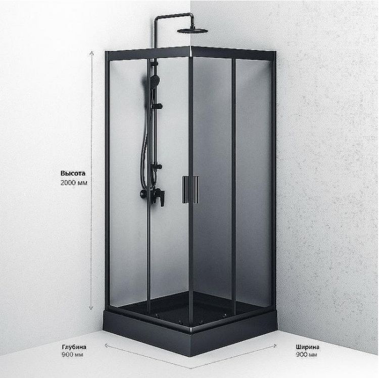 Душевой уголок AM.PM Gem 90х90 W90G-403-090BT профиль Черный матовый стекло прозрачное Душевой уголок AM.PM Gem 90х90 W90G-403-090BT профиль Черный матовый стекло прозрачное