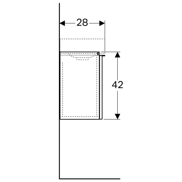 Тумба под раковину Geberit iCon XS, 37x28, платина глянец [840039000]