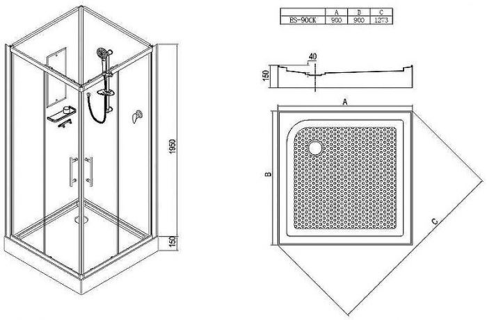 Душевая кабина Esbano ES-90CK 90x90 ESKB90CK без гидромассажа